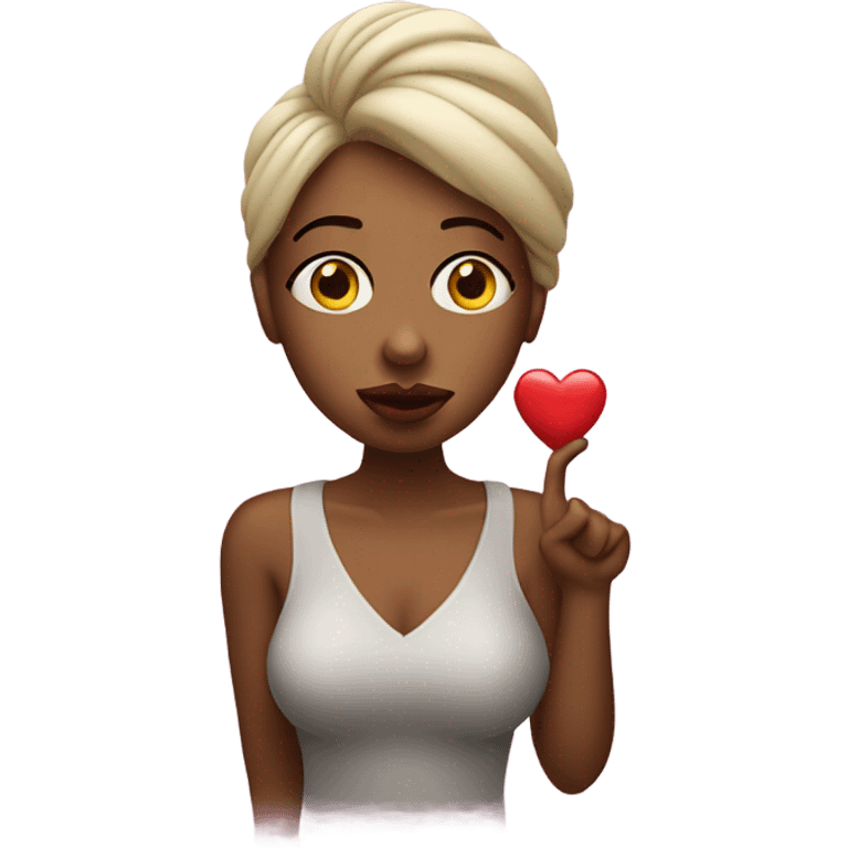 Woman blowing a kiss to the side with a heart coming out  emoji