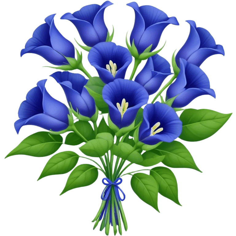 big bouquet Blue Butterfly Pea flower, stem, leaf emoji