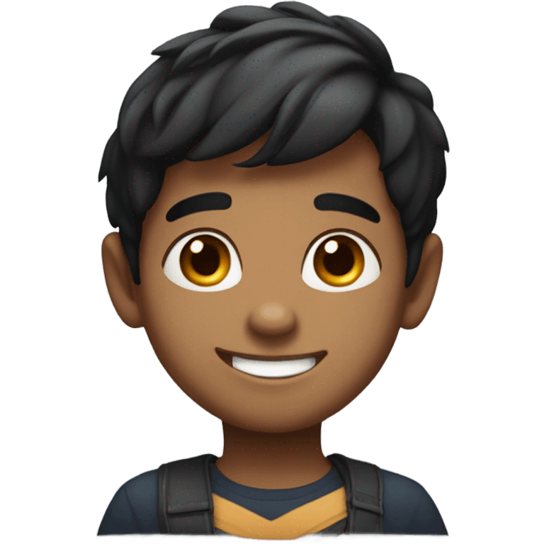 Cute Indian boy dark hair smiling emoji