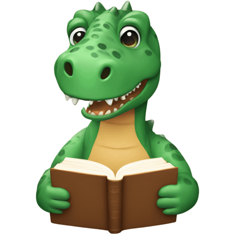 A dinosaur with a book￼ emoji