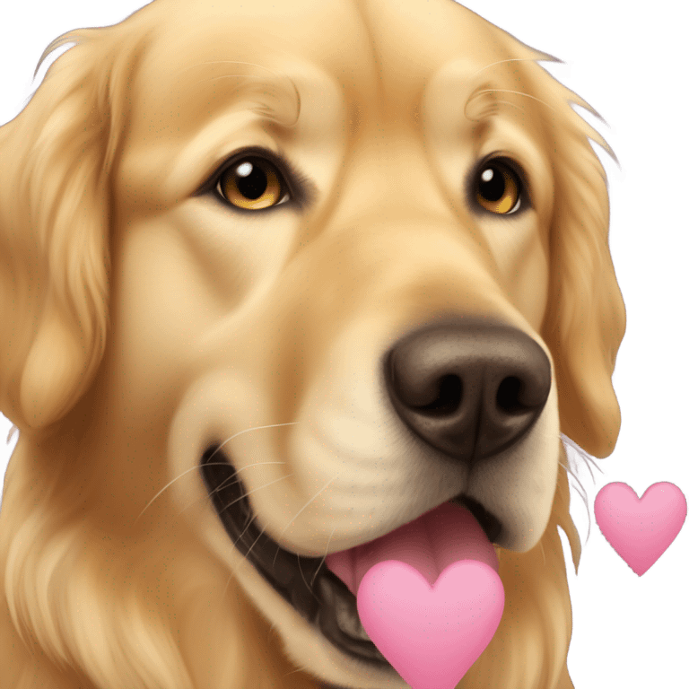 golden retriver with hearts in eyes emoji