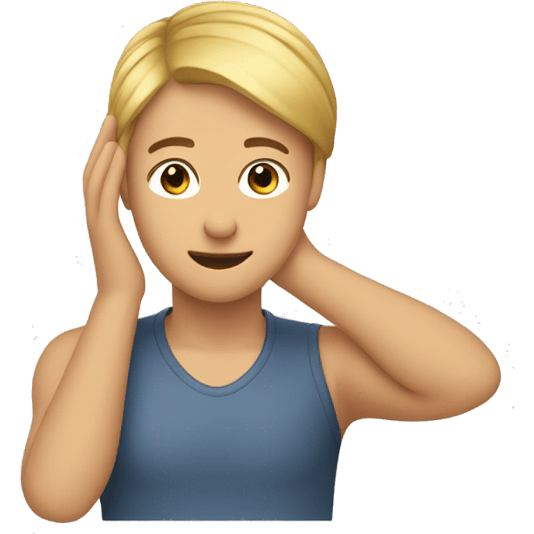 Person using hand to tuck hair behind their ear emoji