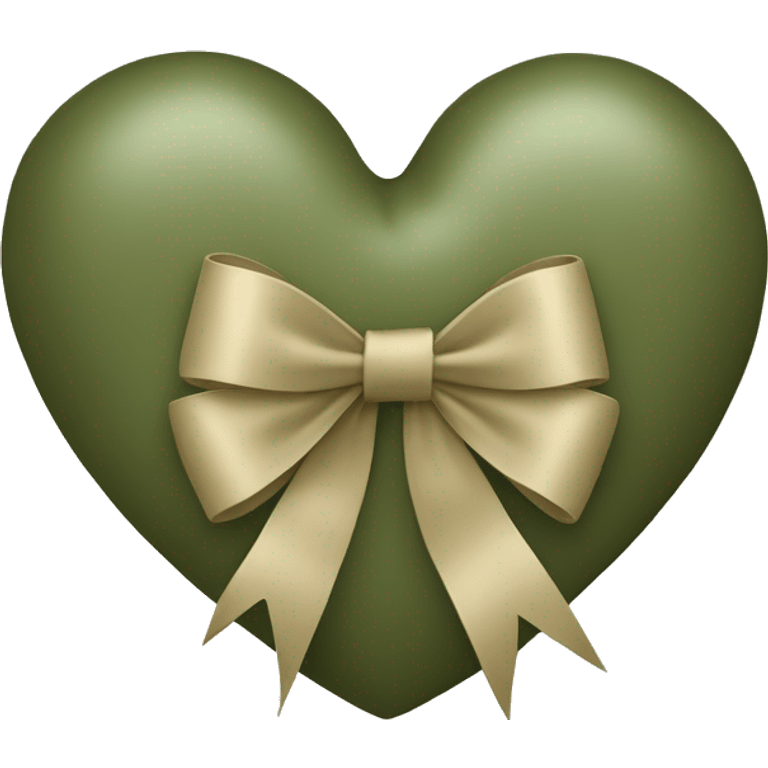 Khaki green heart with ribbon bow emoji