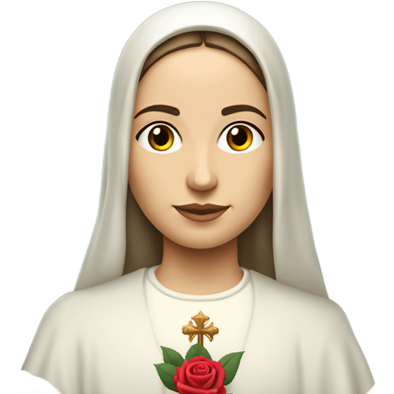 Sainte Terese of Lisieux avec bouquet de Rose vrai visage emoji