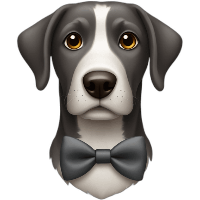 grayish black and brown dog with a bowtie emoji