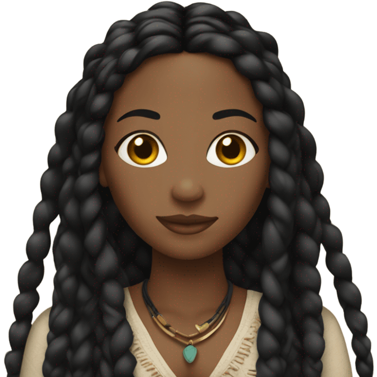 black woman with black boho braids emoji