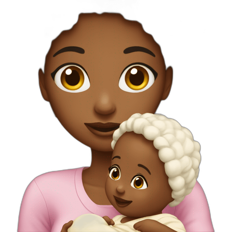 Beautiful Black women holding baby emoji