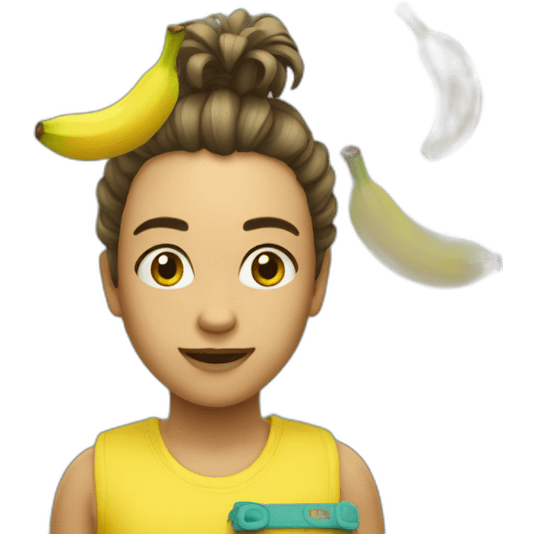 uma banana com cabelo emoji