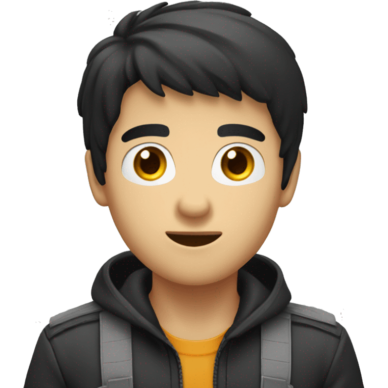 Boy black hair medium rounded glass playing video game  emoji