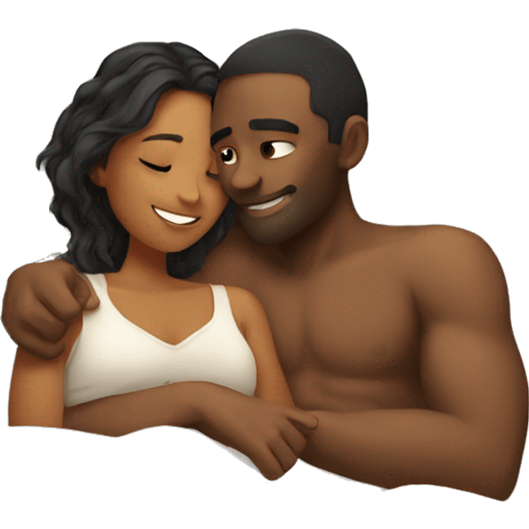 guy cuddling with girl in bed emoji