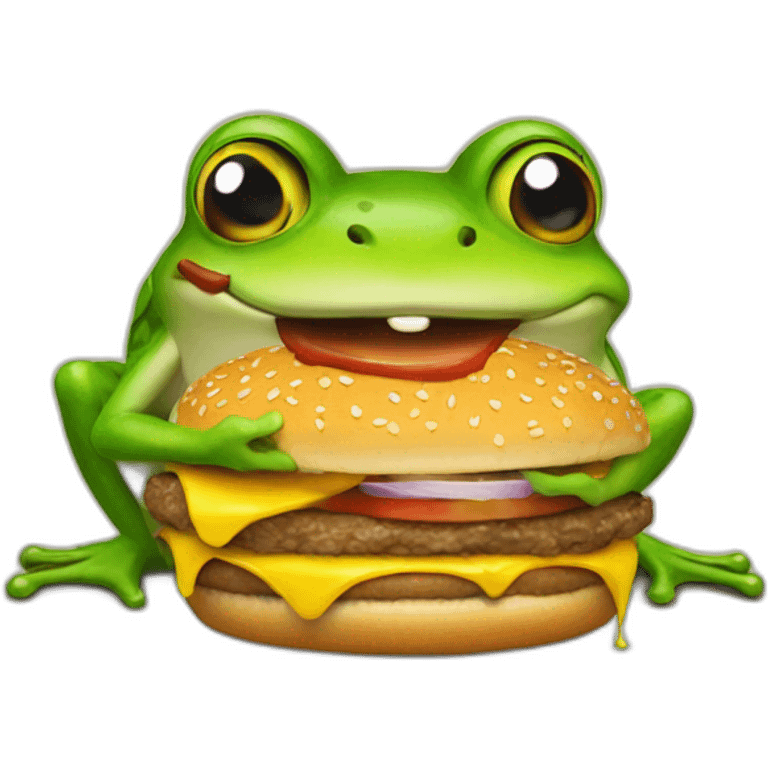 Frog eating à burger emoji