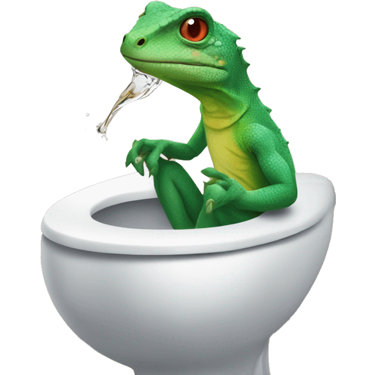 Lizard on the toilet drinking a drink emoji