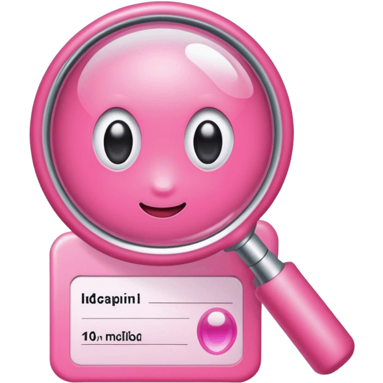 pink magnifying glass on the pink ID card emoji