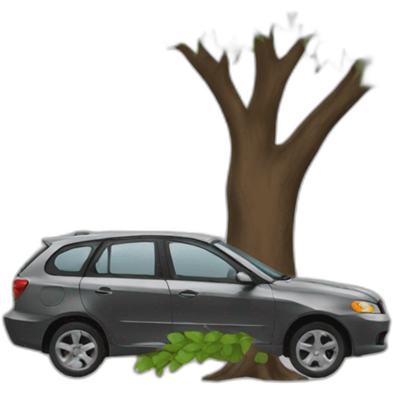 car hit a tree emoji