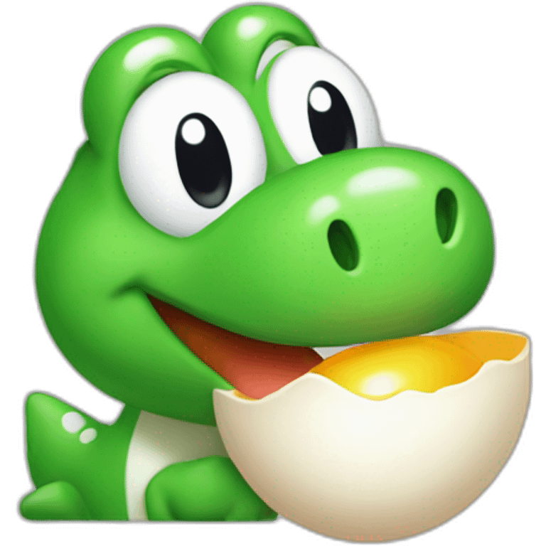 Yoshi with a dotted green and white egg emoji