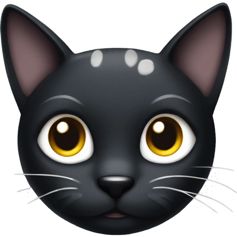 A Black cat work white Spots in the Face  emoji