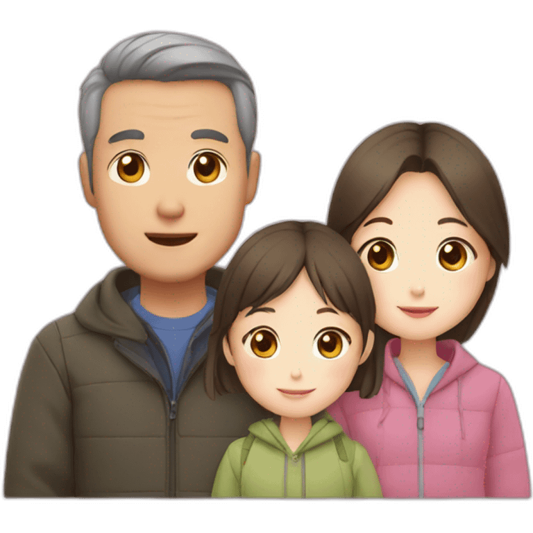 Dad and two daughters in Japan emoji