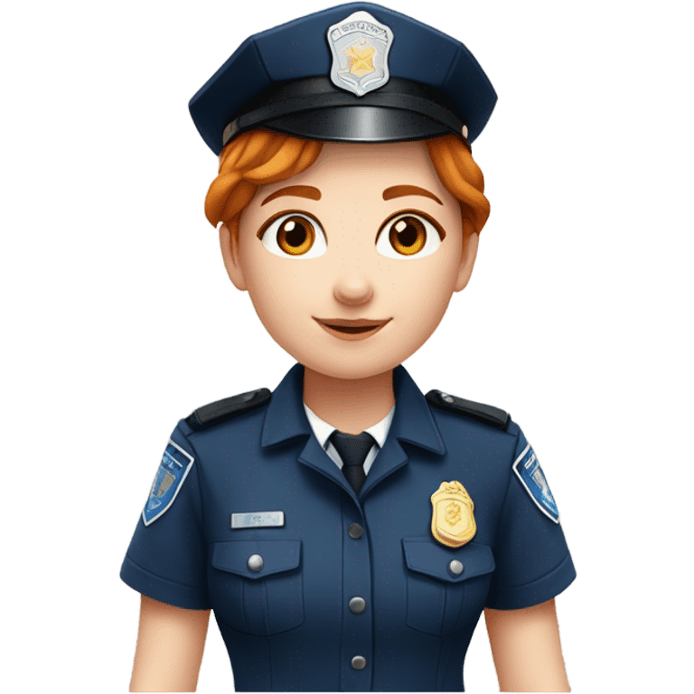 face of ginger girl police officer teen cute blue uniform  policia badge brown eyes emoji