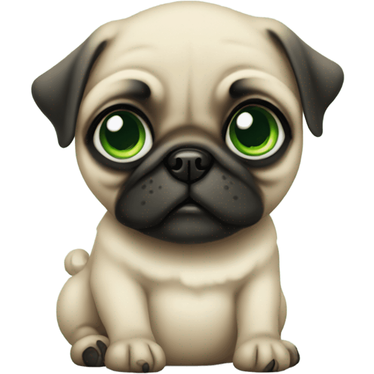 Baby pug with big green eyes  emoji