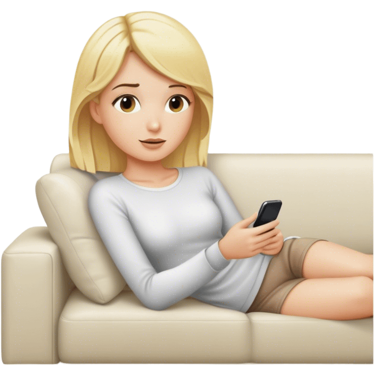 Blonde female on couch relaxing watching tv emoji