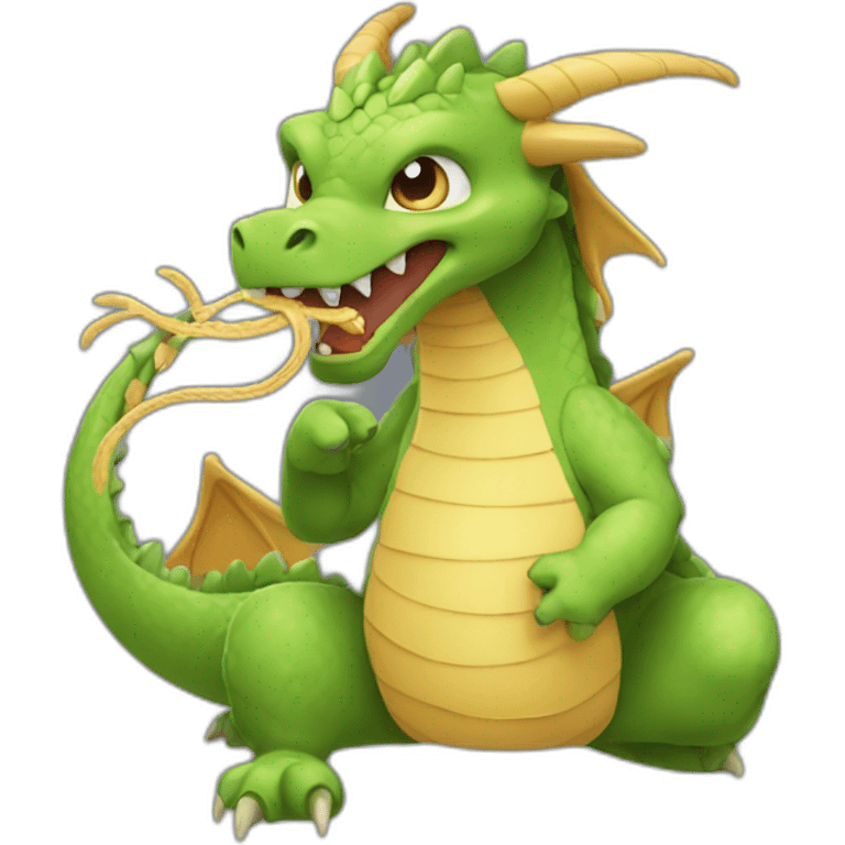 Dragon qui mange des nouilles emoji