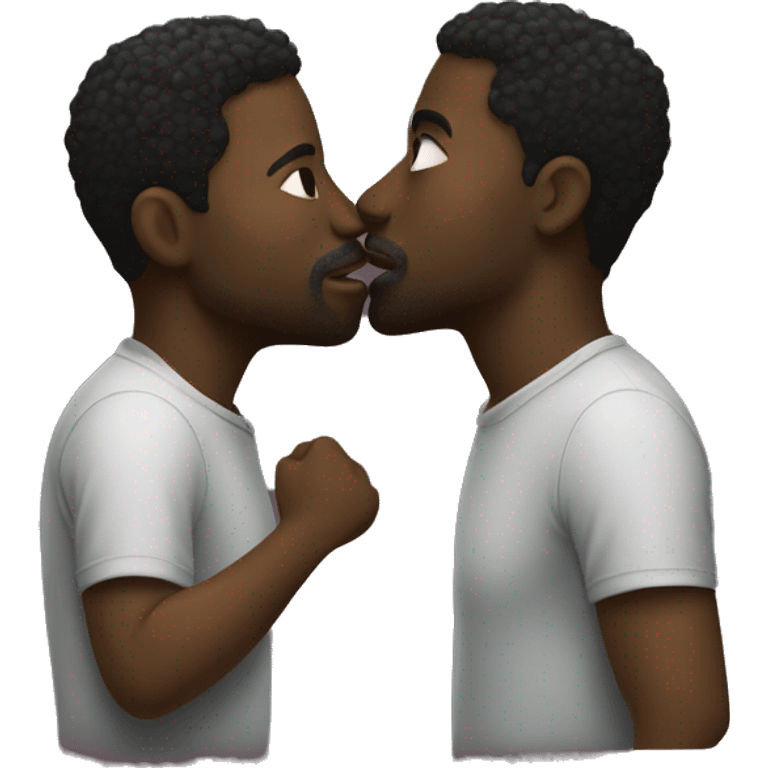 Two black men, kissing emoji