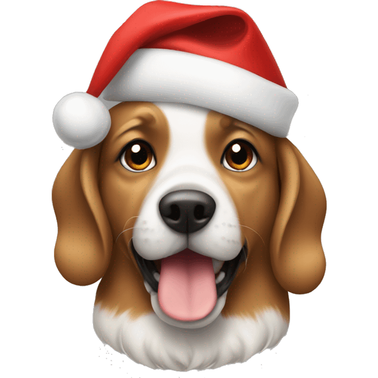 A dog with a Christmas hat emoji