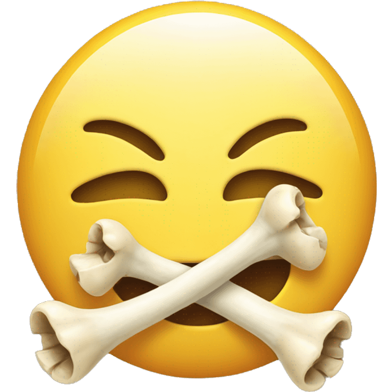 smiley face with a bone emoji in its mouth  emoji