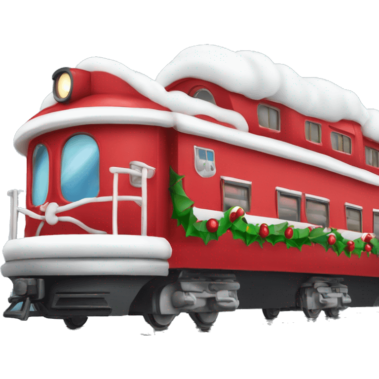 Red Christmas train with candy canes emoji