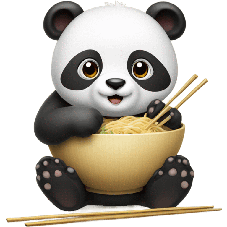 Panda eating a noodle emoji