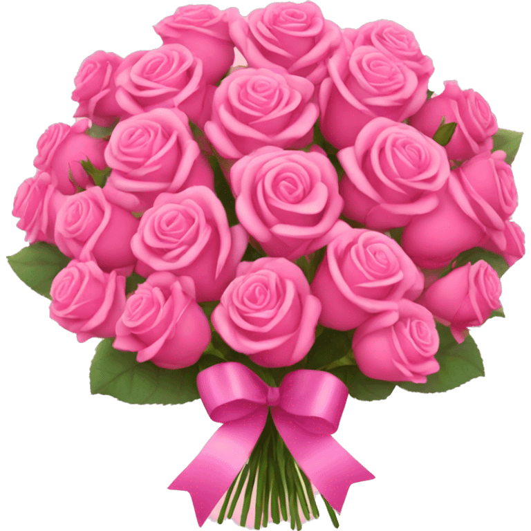 huge bouquet of pink roses with a ribbon  emoji