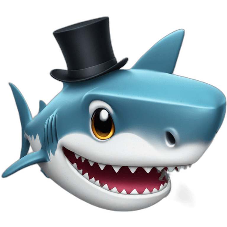 Shark with a top hat emoji