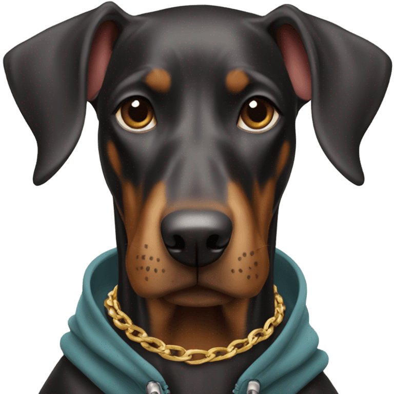 Doberman dog with hoodie and necklace  emoji