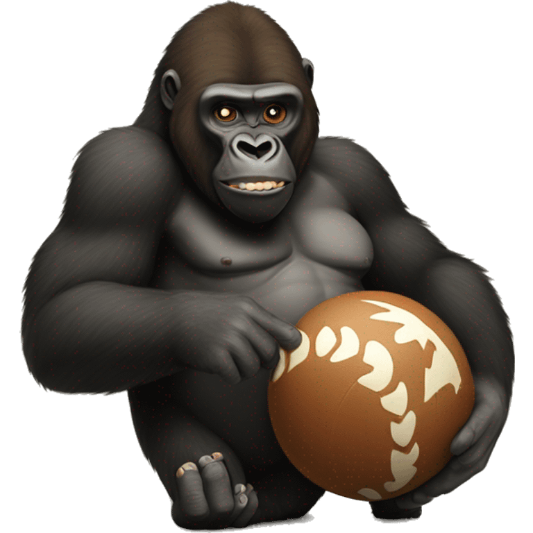 gorilla givingn brown ball to wife emoji