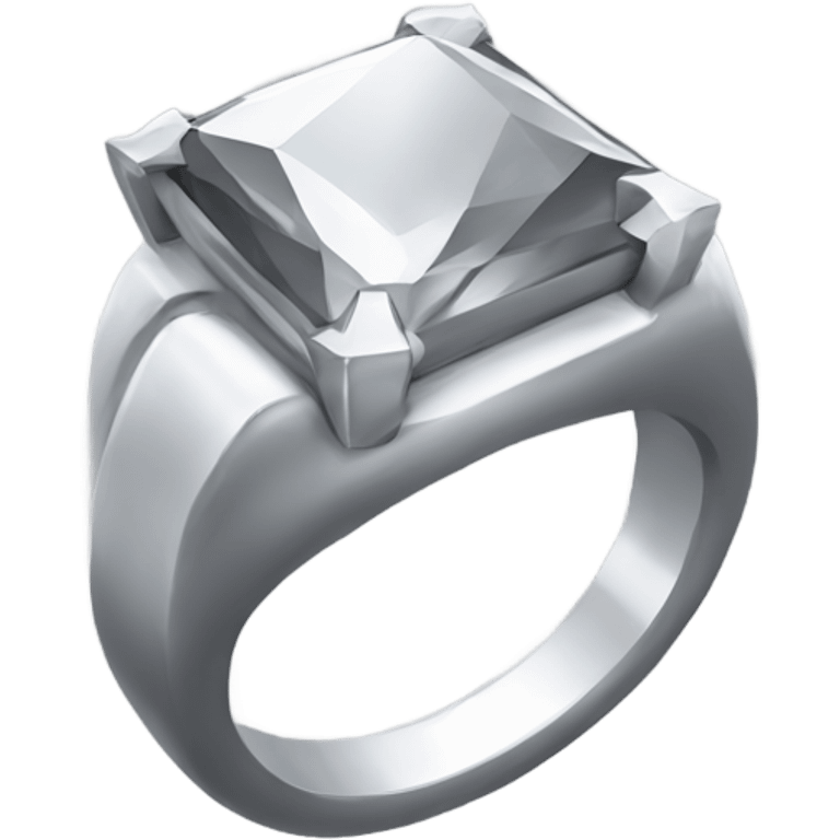 silver ring with a diamond, not big, not very shiny on a white background emoji