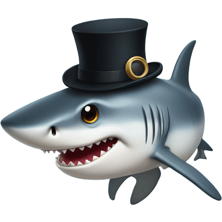 Shark with a top hat emoji