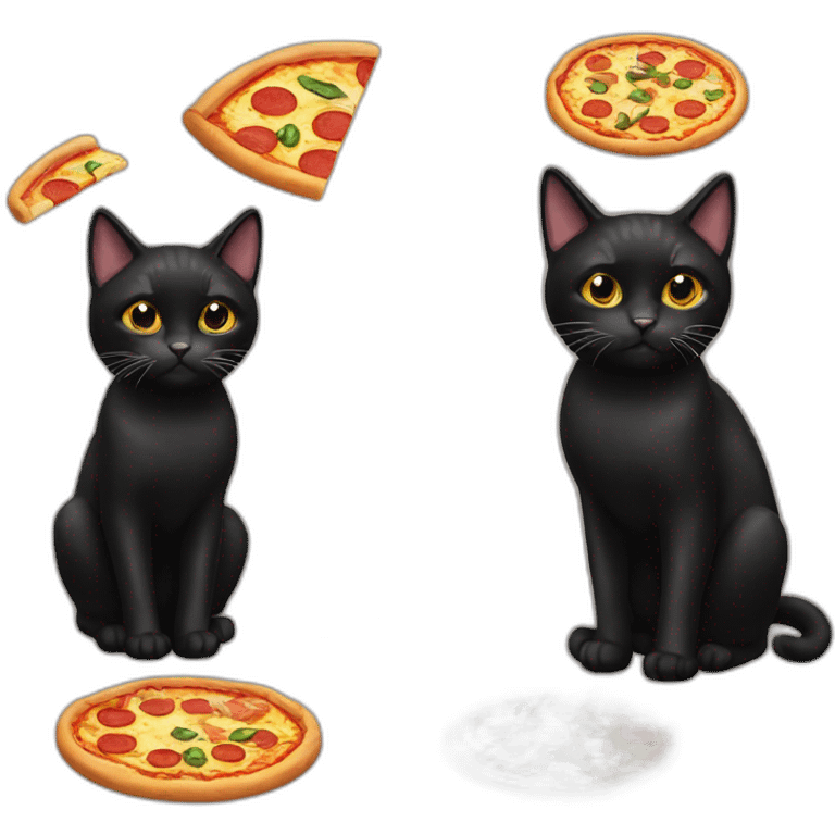 Black Cat with pizza emoji