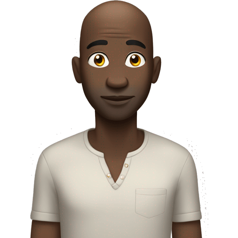 Black African man no hair eating chicken emoji