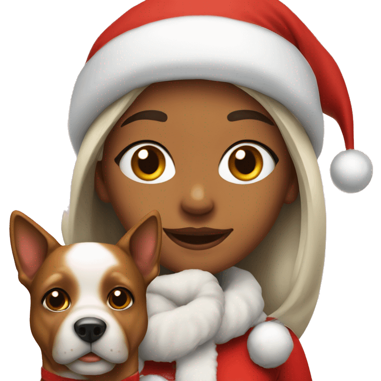 festive girls with santa dog emoji