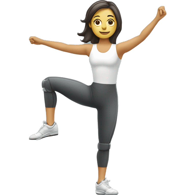 mujer con un pie robótico haciendo gimnasia artística  emoji