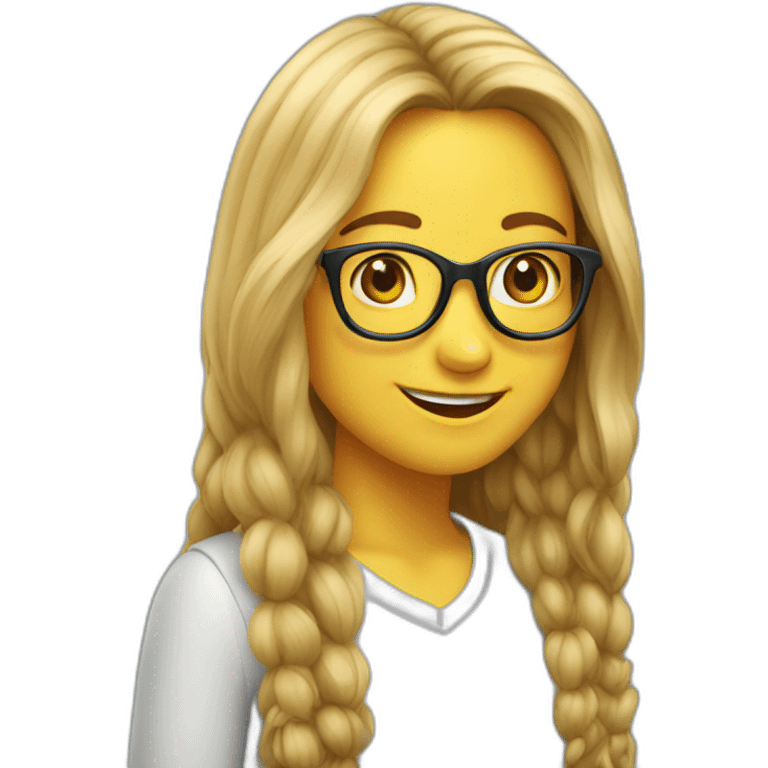 happy long-haired-girl glasses posing emoji