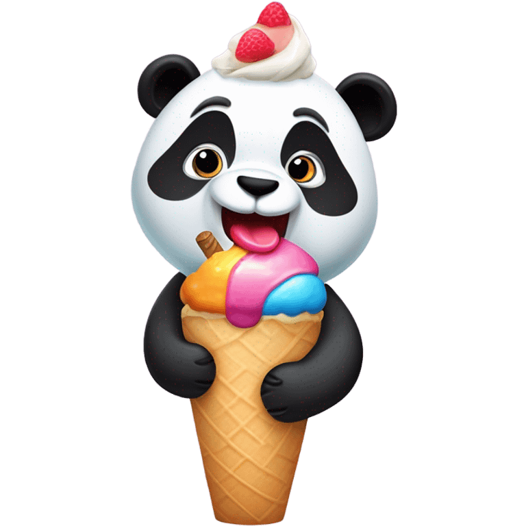 Panda eating ice cream emoji