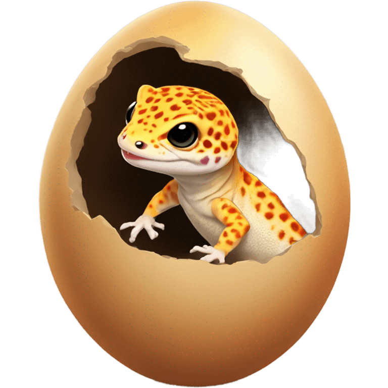 Orange leopard gecko emerges from egg emoji