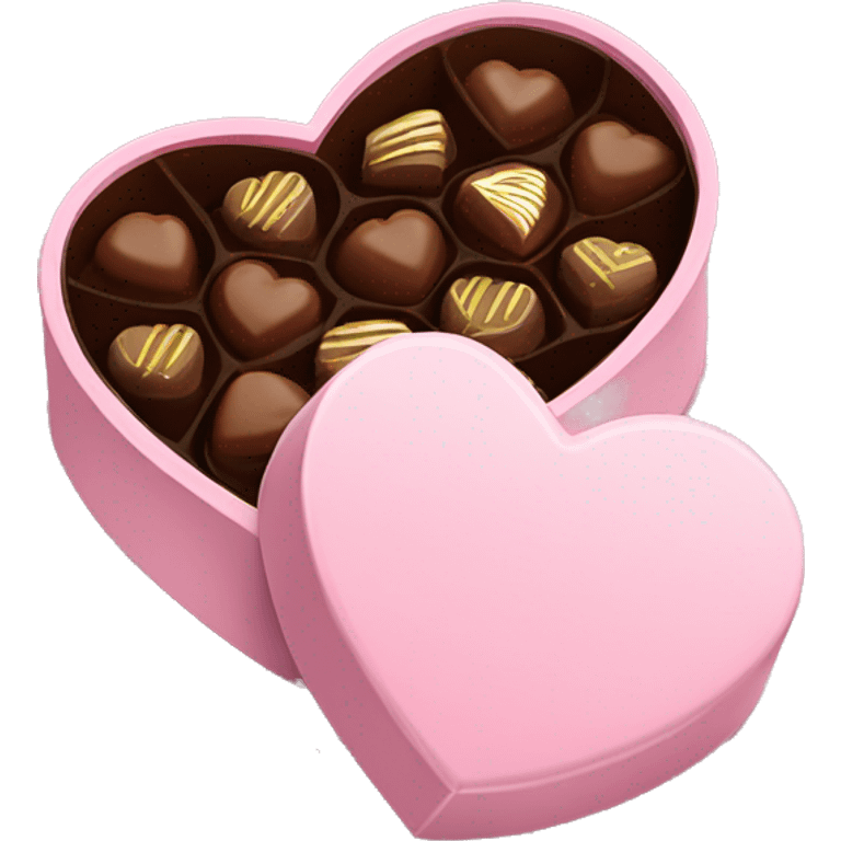 Pastel pink heart shaped box with chocolates in it emoji