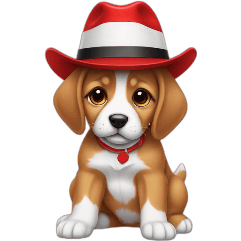 Coke hat on a puppy emoji