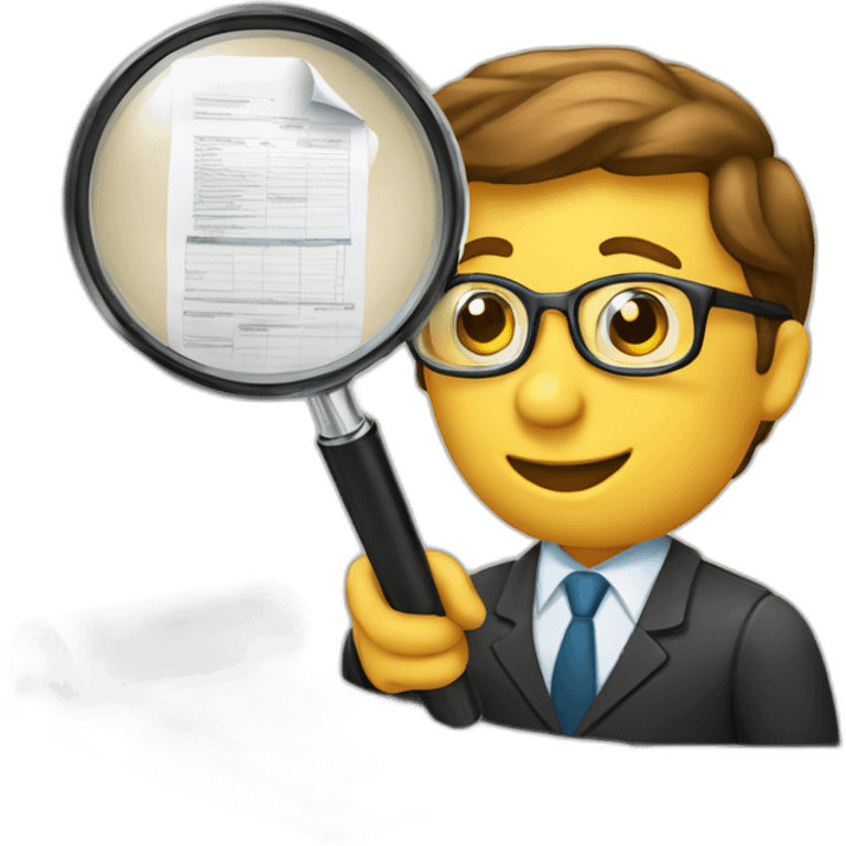 Accountant inspecting documents with magnifying glass emoji