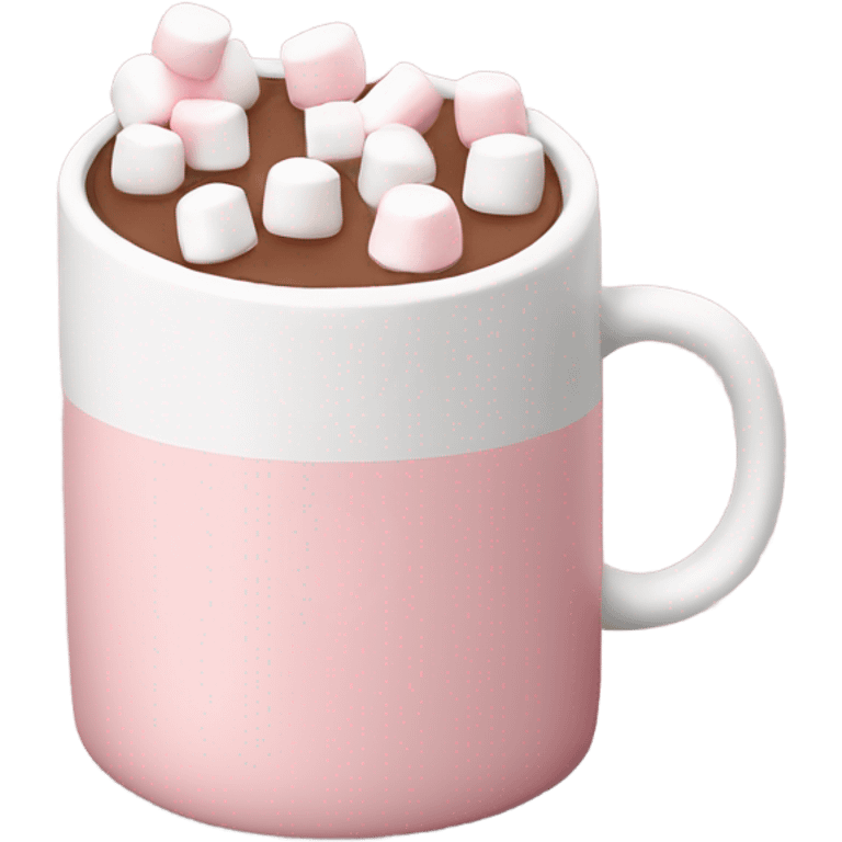 Light Pink mug of hot chocolate with marshmallows  emoji