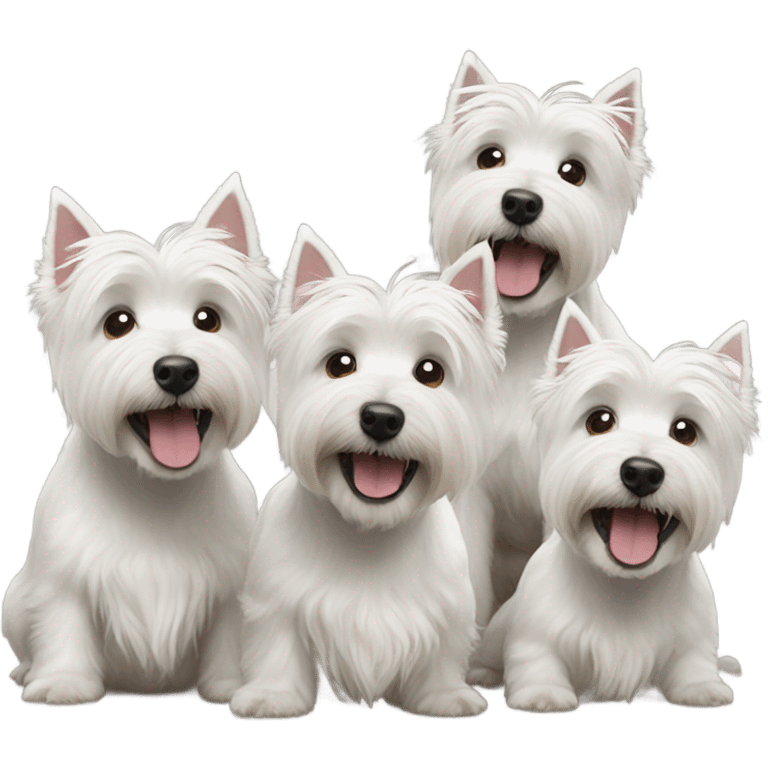 3 happy westie dogs emoji