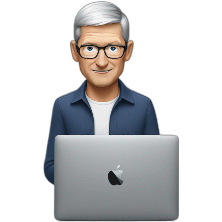 tim cook with macbook pro emoji