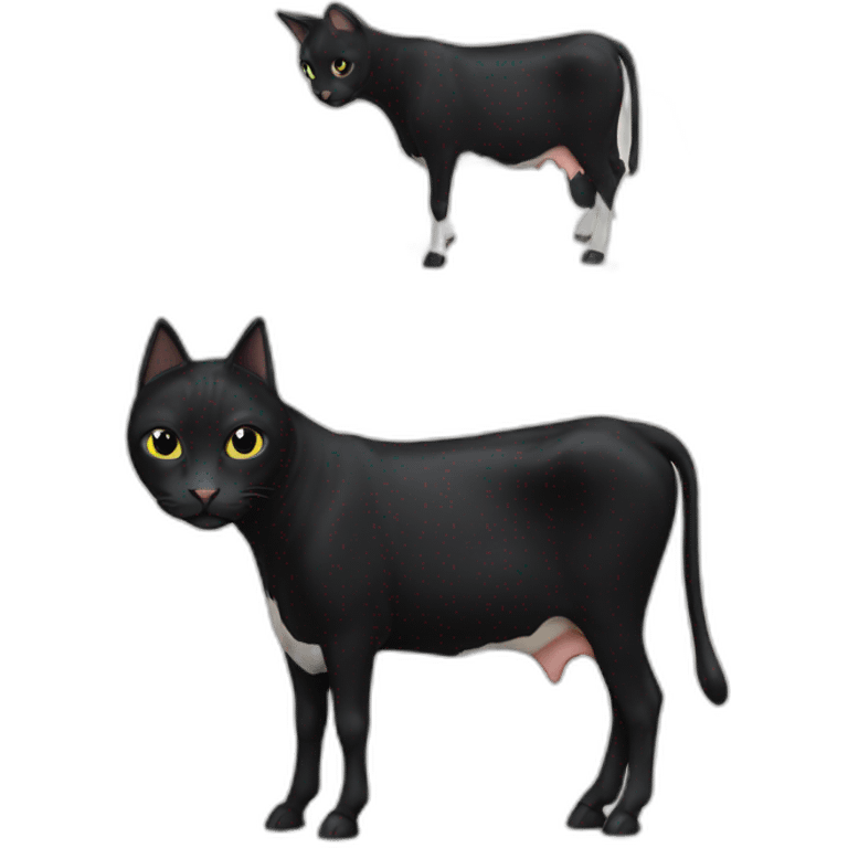 Black cat on white cow emoji